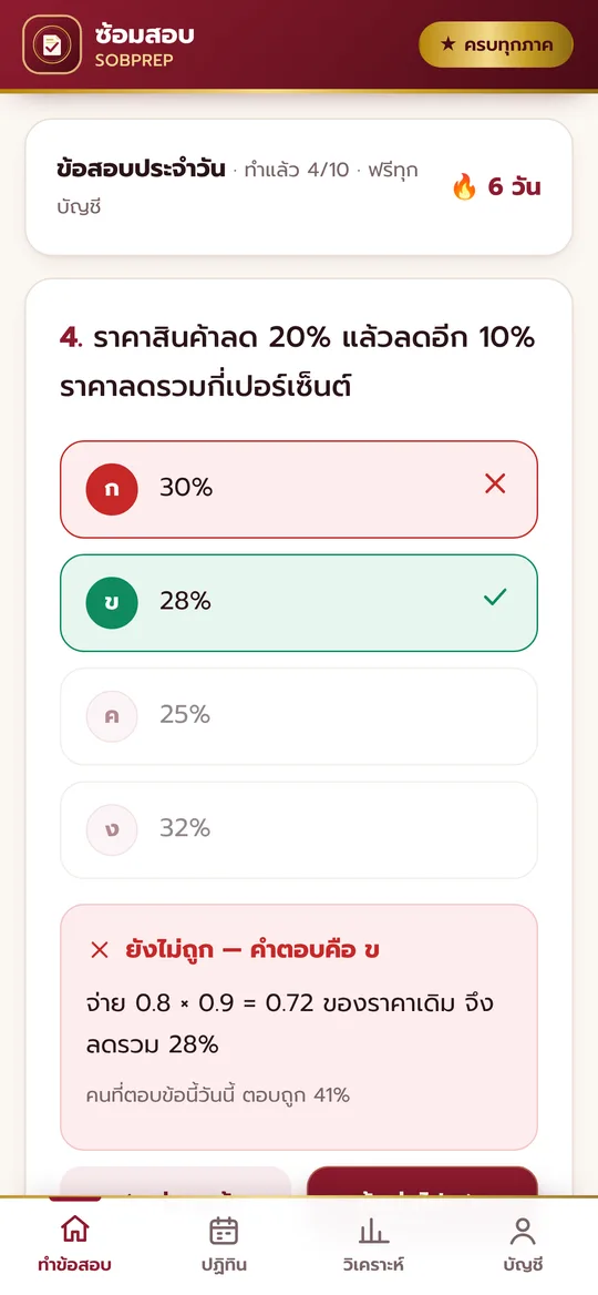 หน้าข้อสอบประจำวัน